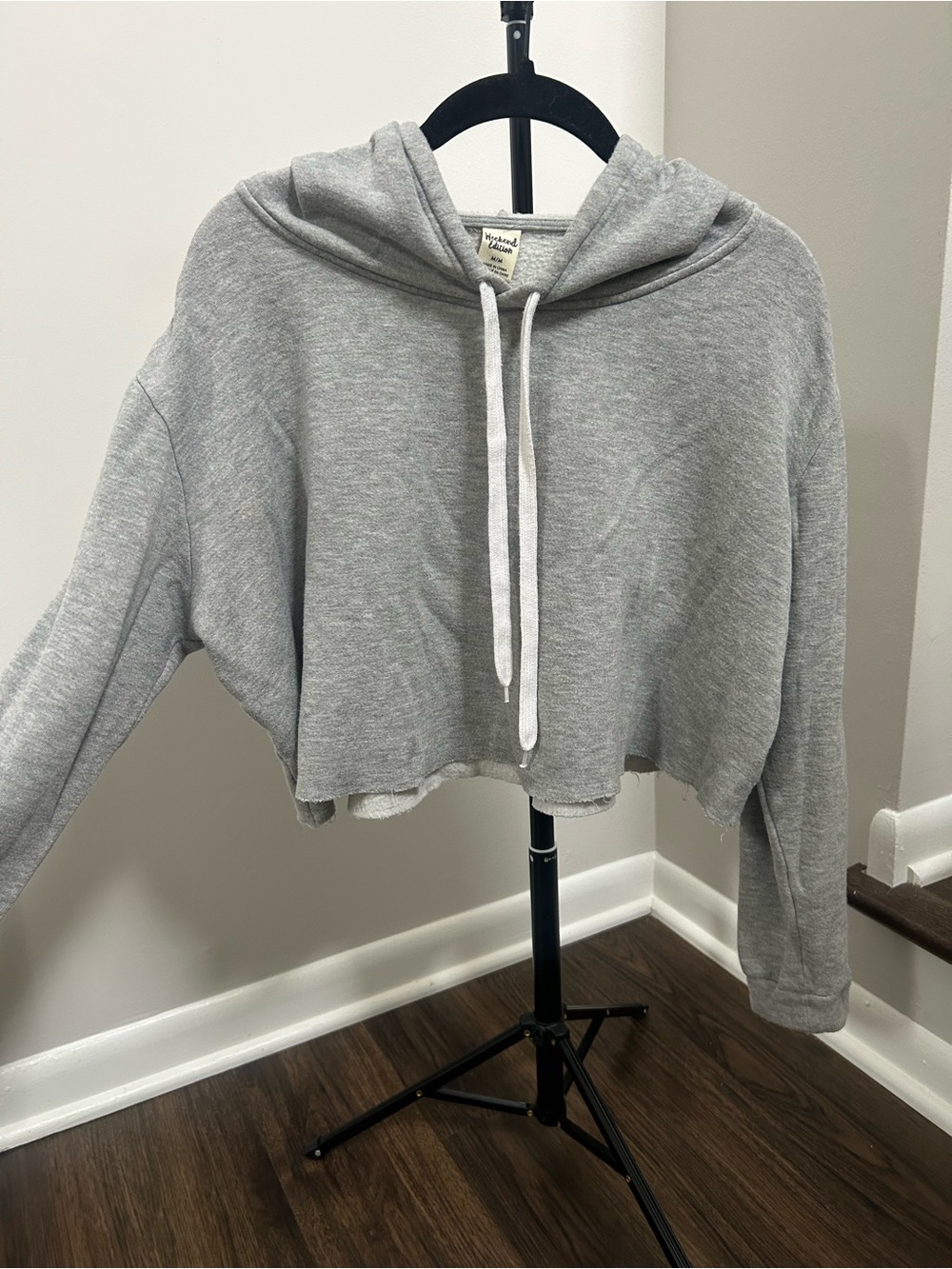 Light Gray Cropped Hoodie Sweatshirt